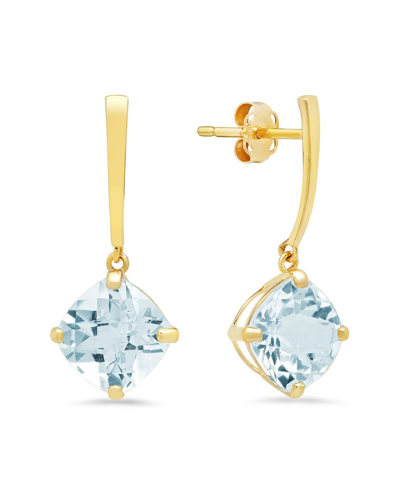 Max + Stone Maxcolor 14k 3.60 Ct. Tw. Aquamarine Drop Earrings In Blue