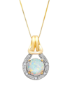 Max + Stone Maxcolor 10k 1.02 Ct. Tw. Diamond & Lab-grown Opal Pendant Necklace