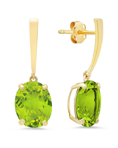 Max + Stone Maxcolor 14k 4.30 Ct. Tw. Peridot Drop Earrings In Green