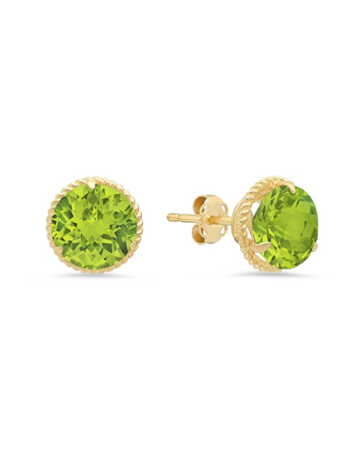 Max + Stone Maxcolor 14k 3.40 Ct. Tw. Peridot Halo Studs In Green