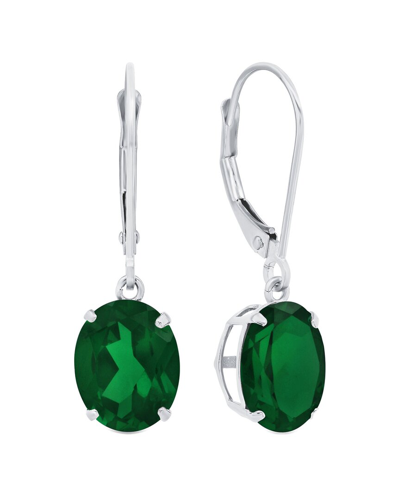 Max + Stone 14k 4.00 Ct. Tw. Created Emerald Dangle Earrings In Green