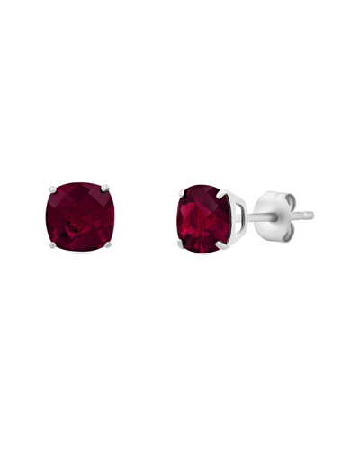 Max + Stone Silver 2.10 Ct. Tw. Created Ruby Studs In Metallic