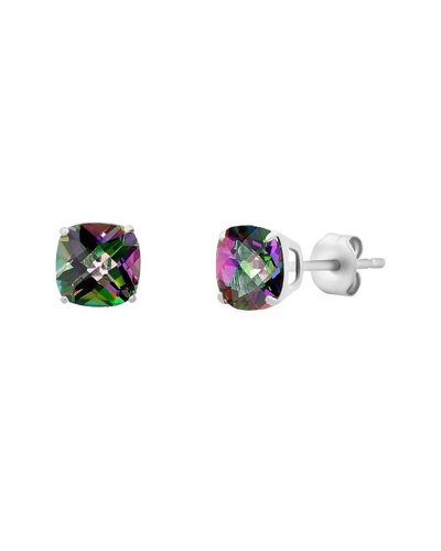 Max + Stone Maxcolor Silver 2.00 Ct. Tw. Mystic Topaz Studs In Blue