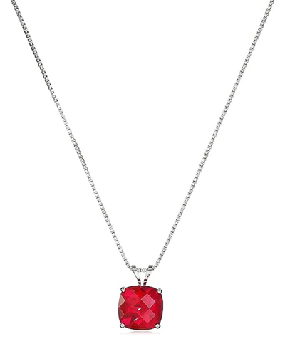 Max + Stone Maxcolor Silver 2.25 Ct. Tw. Created Ruby Pendant Necklace In Metallic