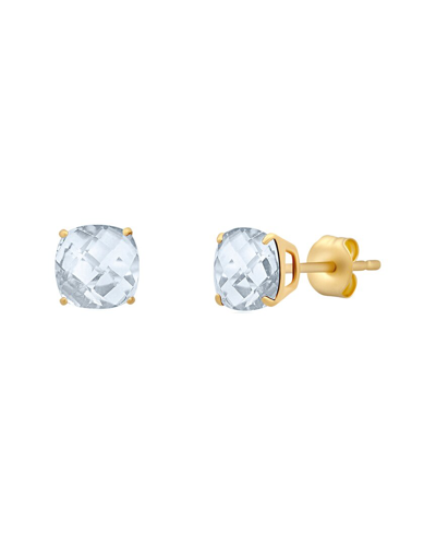 Max + Stone Maxcolor 14k 3.40 Ct. Tw. Aquamarine Studs In Gold