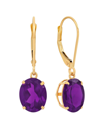 Max + Stone Maxcolor 14k 4.50 Ct. Tw. Amethyst Dangle Earrings In Purple