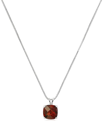 Max + Stone Maxcolor Silver 1.00 Ct. Tw. Garnet Pendant Necklace In Red
