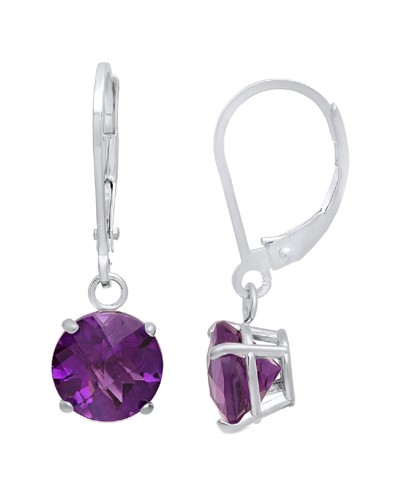 Max + Stone Maxcolor Silver 3.00 Ct. Tw. Amethyst Dangle Earrings In Metallic