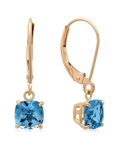 Max + Stone Maxcolor 10k 2.00 Ct. Tw. Londen Blue Topaz Earrings In Gold