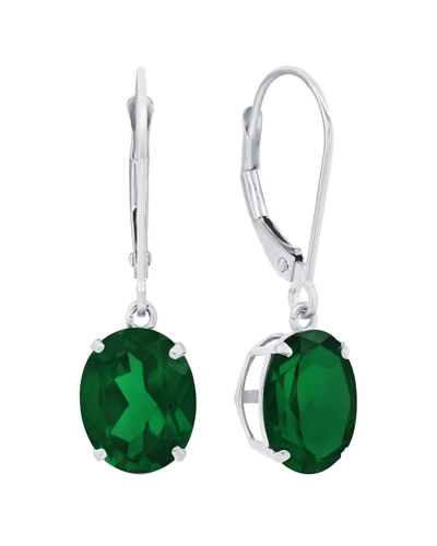 Max + Stone Maxcolor Silver 4.00 Ct. Tw. Created Emerald Dangle Earrings In Green
