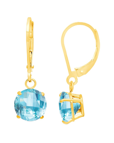Max + Stone Maxcolor 10k 1.80 Ct. Tw. Blue Topaz Dangle Earrings In Gold