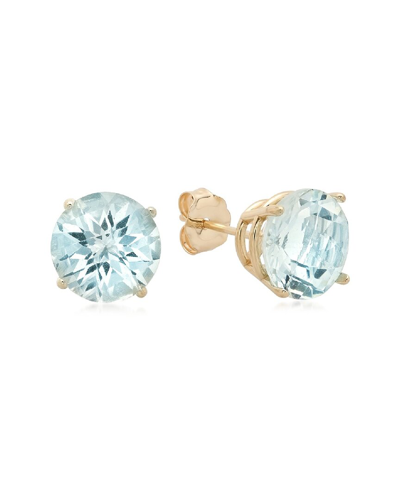 Max + Stone Maxcolor 10k 3.60 Ct. Tw. Aquamarine Studs In Blue
