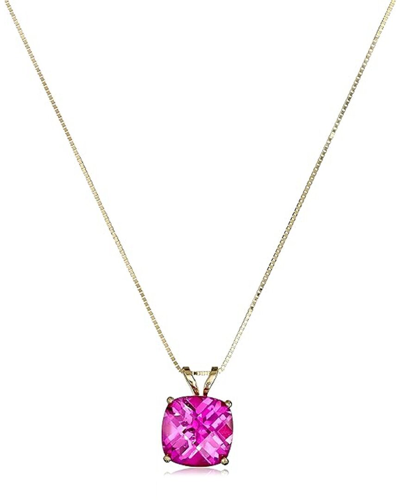 Max + Stone Maxcolor 14k 2.25 Ct. Tw. Created Pink Sapphire Pendant Necklace
