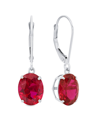 Max + Stone Maxcolor 14k 5.60 Ct. Tw. Lab-grown Ruby Dangle Earrings In Metallic