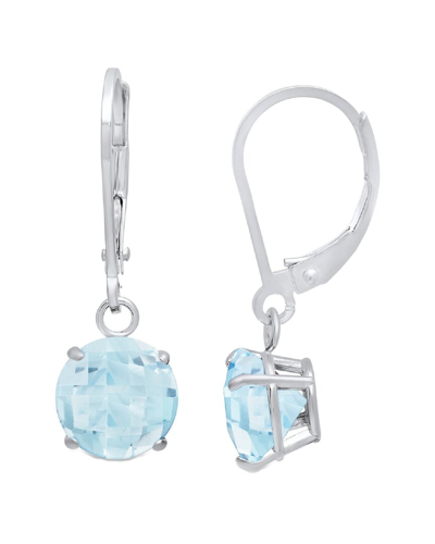 Max + Stone Maxcolor 10k 3.60 Ct. Tw. Aquamarine Dangle Earrings In Blue