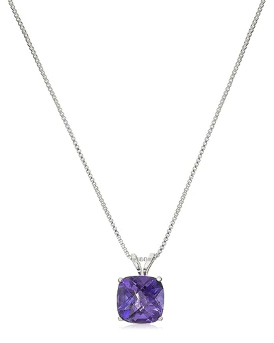 Max + Stone Maxcolor Silver 1.60 Ct. Tw. Amethyst Pendant Necklace In Metallic