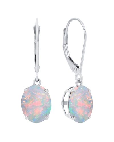 Max + Stone Maxcolor Silver 1.55 Ct. Tw. Created Opal Dangle Earrings In Metallic