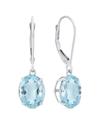 Max + Stone Maxcolor Silver 4.00 Ct. Tw. Aquamarine Dangle Earrings