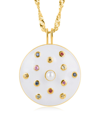 Max + Stone Maxcolor 14k Plated 0.63 Ct. Tw. Sapphire & 2.5mm Pearl Pendant Necklace