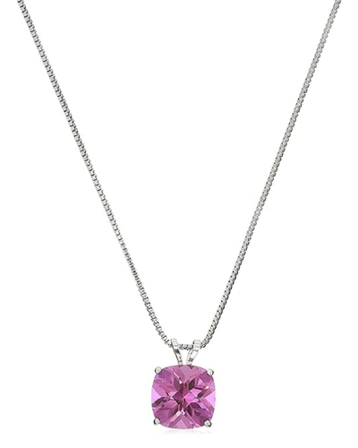 Max + Stone Maxcolor Silver 1.10 Ct. Tw. Lab-grown Pink Sapphire Pendant Necklace