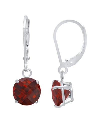 Max + Stone Maxcolor Silver 2.10 Ct. Tw. Garnet Dangle Earrings In Red