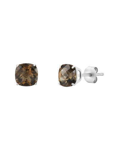 Max + Stone Maxcolor Silver 1.65 Ct. Tw. Smoky Quartz Studs In Metallic