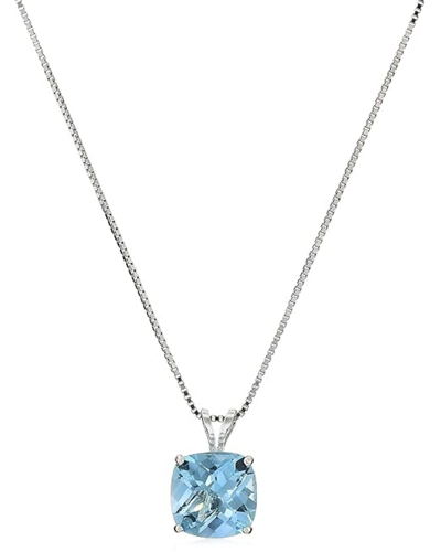 Max + Stone Silver 0.90 Ct. Tw. Swiss Blue Topaz Pendant Necklace In Metallic