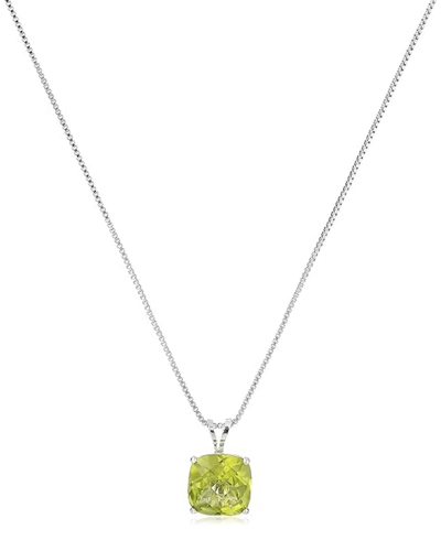 Max + Stone Maxcolor Silver 0.90 Ct. Tw. Peridot Pendant Necklace In Metallic