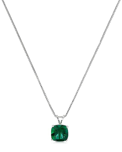 Max + Stone Silver 0.75 Ct. Tw. Created Emerald Pendant Necklace In Metallic