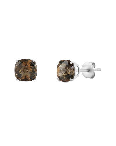 Max + Stone Maxcolor Silver 1.65 Ct. Tw. Smoky Quartz Studs In Metallic