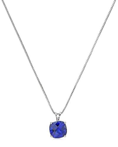 Max + Stone Maxcolor Silver 2.25 Ct. Tw. Lab-grown Blue Sapphire Pendant Necklace