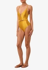 Zimmermann August Belted One-piece Swimsuit In Yellow