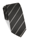 Isaia Men's Textured Striped Silk Tie In Green Grey
