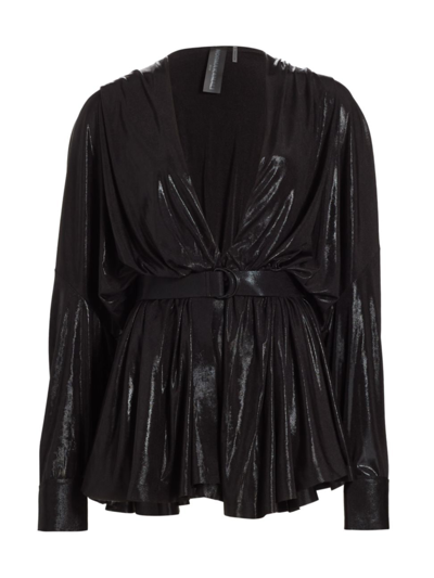 Norma Kamali Women's Draped Plunge Coated Minidress In Black