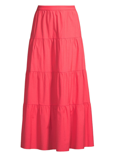 Vineyard Vines Women's Cotton Tiered Maxi Skirt In Papaya Punch