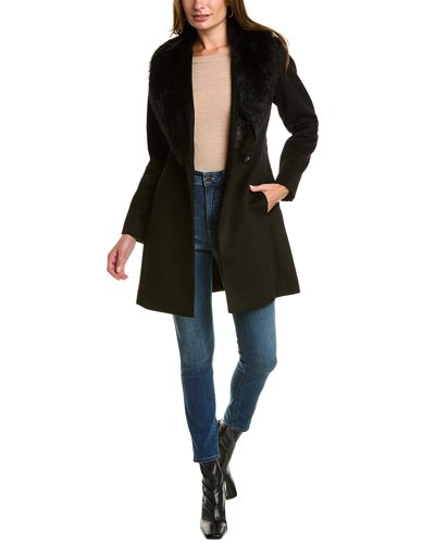 Sofiacashmere Toscana Shawl Collar Wool-blend Coat In Black