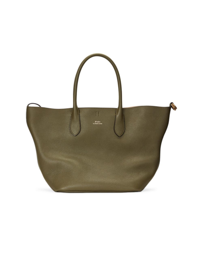 Polo Ralph Lauren Women's Reversible Medium Bellport Leather Tote Bag In Olive