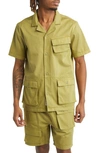 NATIVE YOUTH SHORT SLEEVE COTTON BUTTON-UP SAFARI SHIRT