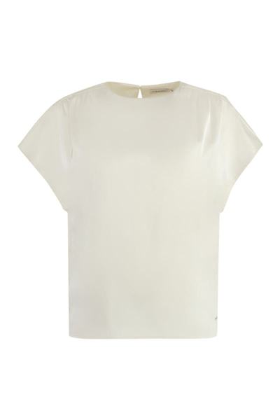 Calvin Klein Gathered Blouse In Ivory