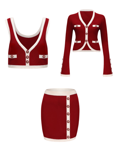 Nana Jacqueline Matilda Knit Set (red)