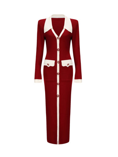 Nana Jacqueline Felicity Long Knit Cardigan (red)