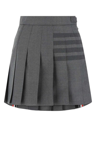 Thom Browne 4-bar Pleated Mini Skirt In Grey