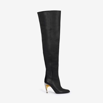 Alexander Mcqueen Armadillo Thigh-high Boot In Black/silver/gold