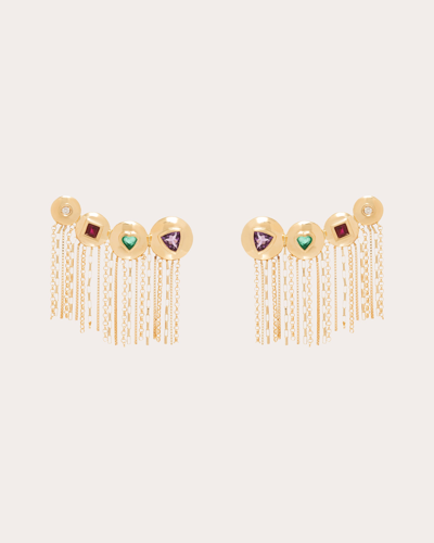 Carolina Neves Women's Gemstone & Diamond Fringe Ear Crawlers In Gold