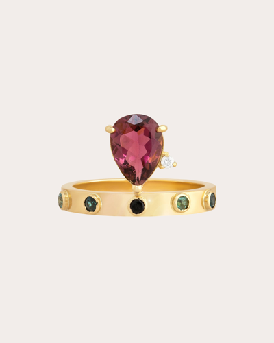 Carolina Neves Women's Diamond & Tourmaline Teardrop Band Ring In Pink