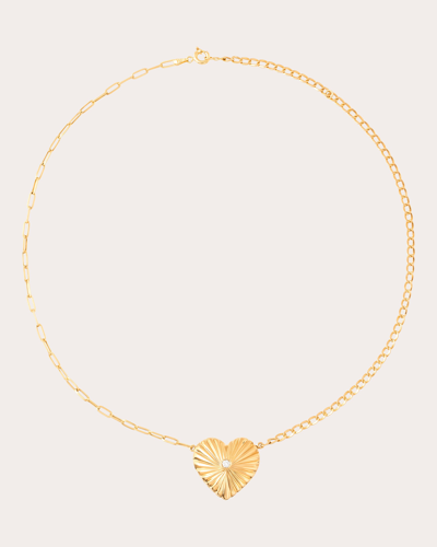 Carolina Neves Women's Diamond & 18k Gold Grooved Heart Pendant Necklace
