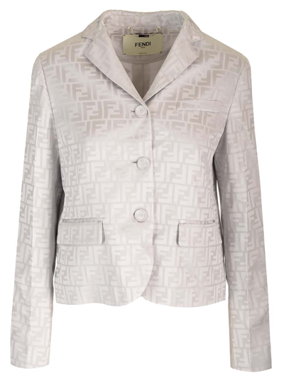 Fendi Crepe Satin Blazer In Grey