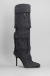 ATTICO SIENNA BOOTS IN GREY DENIM