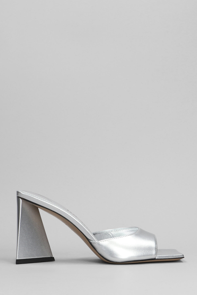 Attico Mini Devon Slipper-mule In Silver Leather