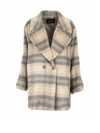 FABIANA FILIPPI GRAY PINK CHECKED DOUBLE-BREASTED COAT